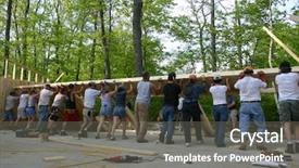  Presentation with new home - Slide set consisting of side wall goes up on large new home background and a gray colored foreground