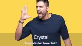  Presentation with one young man exercising handball - Audience pleasing presentation design consisting of side with hand on mouth backdrop and a  colored foreground