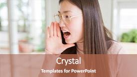  Presentation with glasses - Slide deck with side with hand on mouth background and a  colored foreground