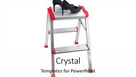  Presentation with way - Colorful PPT theme enhanced with sided wide step metal ladder backdrop and a white colored foreground