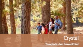  Presentation with adventure biking women - Audience pleasing PPT theme consisting of 8 sides - family on hiking adventure backdrop and a coral colored foreground