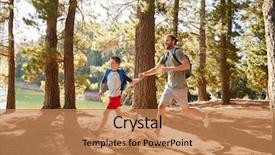  Presentation with adventure - Theme consisting of 8 sides - father and son on hiking background and a coral colored foreground