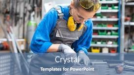  Presentation with work - PPT theme consisting of sideview-of-worker-woman-marking background and a teal colored foreground