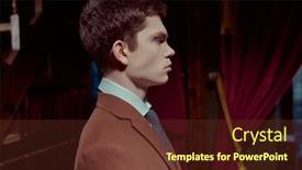  Presentation with luxury lifestyle - Slides with sideview-portrait-of-a-serious background and a tawny brown colored foreground