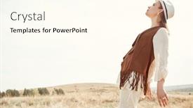  Presentation with girl model - PPT layouts with sideview-shot-of-a-beautiful background and a cream colored foreground