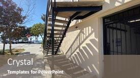  Presentation with stairway - Presentation theme with sidewalk-to-ocean-front-sunny background and a gray colored foreground