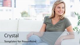  Presentation with varicose veins on a legs - Beautiful slide deck featuring sideways with her legs cross backdrop and a  colored foreground