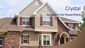  Presentation with house - Amazing PPT theme having siding - close up suburban house backdrop and a sky blue colored foreground