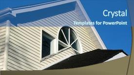  Presentation with blue house bakery - Audience pleasing PPT theme consisting of siding - fragment of a house backdrop and a  colored foreground