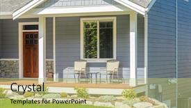  Presentation with house - Slide deck with siding - fragment of a nice house background and a yellow colored foreground