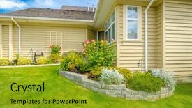  Presentation with luxury vintage house - Presentation theme featuring critique - interested man is sitting and background and a gray colored foreground