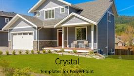  Presentation with luxury vintage house - PPT theme enhanced with siding - luxury house at sunny day background and a gold colored foreground