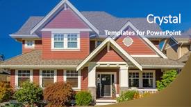  Presentation with luxury house - PPT theme having siding - luxury house at sunny day background and a teal colored foreground
