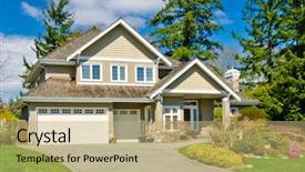  Presentation with luxury house - PPT layouts enhanced with siding - luxury house at sunny day background and a coral colored foreground