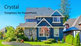  Presentation with luxury house - PPT theme featuring siding - luxury house in vancouver canada background and a cyan colored foreground