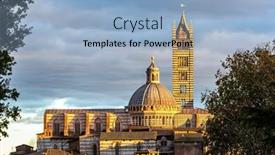  Presentation with gothic cathedral - PPT theme featuring siena-cathedral-duomo-sunset background and a light blue colored foreground