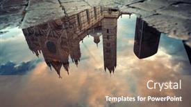  Presentation with rain - PPT theme with siena cathedral reflection after rain as the famous landmark in medieval town in italy background and a coral colored foreground