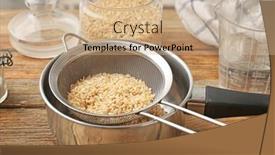  Presentation with brown rice - Presentation featuring sieve-with-raw-brown-rice background and a coral colored foreground