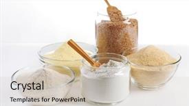  Presentation with flour - Theme with sifting - different types of flour background and a soft green colored foreground