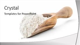  Presentation with flour - Audience pleasing slides consisting of sifting - rye flour in scoop backdrop and a white colored foreground