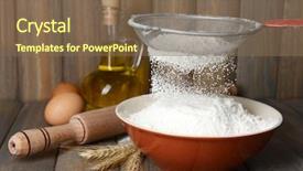  Presentation with flour - Presentation design with sifting flour into bowl background and a violet colored foreground