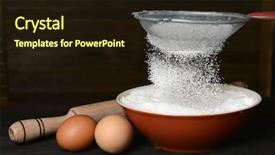  Presentation with flour - Slide set with sifting flour into bowl background and a  colored foreground