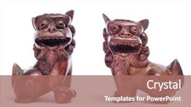  Presentation with dragons - Beautiful presentation featuring sig - pair of chinese dragons figurines backdrop and a coral colored foreground