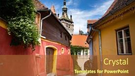  Presentation with sighisoara - Audience pleasing presentation consisting of sighisoara-romania-stone-paved-old backdrop and a red colored foreground