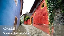  Presentation with sighisoara - Cool new PPT theme with sighisoara-romania-stone-paved-old backdrop and a gray colored foreground
