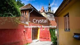  Presentation with sighisoara - Slide set with sighisoara-romania-stone-paved-old background and a tawny brown colored foreground