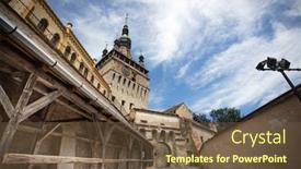  Presentation with sighisoara - Presentation theme featuring sighisoara-transylvania-romania-with-famous background and a tawny brown colored foreground