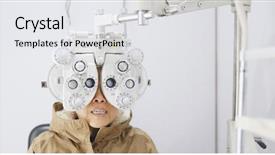  Presentation with eye sight - PPT layouts consisting of sight older - asian old woman checking background and a white colored foreground