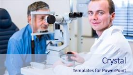  Presentation with optometry - Beautiful theme featuring sight older - optometry concept - senior man backdrop and a sky blue colored foreground