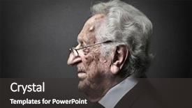  Presentation with elderly malnutrition - Beautiful slide set featuring sight older - profile of elderly man backdrop and a dark gray colored foreground