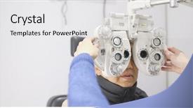  Presentation with animal testing scientist doing experiment - Colorful slides enhanced with sight older - senior man doing eye test backdrop and a white colored foreground