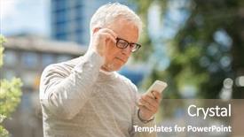  Presentation with lifestyle - Slides consisting of sight older - technology people lifestyle and communication background and a coral colored foreground