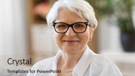  Presentation with older woman - Colorful PPT layouts enhanced with sight older - vision age and people concept backdrop and a coral colored foreground
