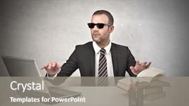  Presentation with blind - Theme enhanced with sightless - blind businessman working at his background and a gray colored foreground