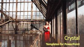  Presentation with closed - PPT theme with sightless - gorgeous young woman in red background and a tawny brown colored foreground