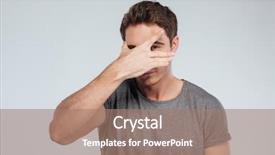  Presentation with man looking up happy - Audience pleasing slides consisting of sightless - portrait of a casual young backdrop and a coral colored foreground