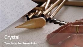  Presentation with reading - Presentation theme featuring sightless - reading braille text background and a gray colored foreground