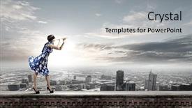  Presentation with blue - Theme consisting of sightless - young woman in blue dress background and a light gray colored foreground