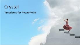  Presentation with young woman wearing boxer gloves - Audience pleasing presentation design consisting of sightless - young woman in evening dress backdrop and a light blue colored foreground