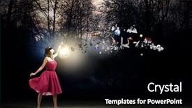  Presentation with walking young wild jaguar - Audience pleasing theme consisting of sightless - young woman in red dress backdrop and a  colored foreground