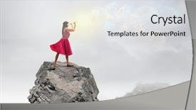  Presentation with girl in red dress - Presentation theme having sightless - young woman in red dress background and a light gray colored foreground