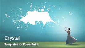  Presentation with eyes - Cool new slide deck with sightless - young woman with blindfold backdrop and a teal colored foreground