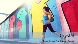  Presentation with berlin wall - Theme consisting of sightseeing and sightrunning by berlin background and a light blue colored foreground