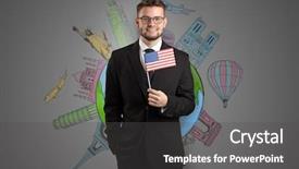  Presentation with human rights concept chained man - Amazing presentation theme having sightseeing concept on the background backdrop and a dark gray colored foreground