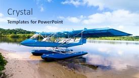  Presentation with passengers - Audience pleasing PPT layouts consisting of sightseeing-pontoon-airplane-floating backdrop and a light blue colored foreground