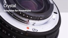  Presentation with lens - Slide deck consisting of close up of lens and aperture scale background and a dark gray colored foreground